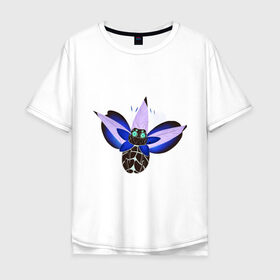 Мужская футболка хлопок Oversize с принтом Хищное насекомое в Новосибирске, 100% хлопок | свободный крой, круглый ворот, “спинка” длиннее передней части | кусака | насекомое | неон | чудище