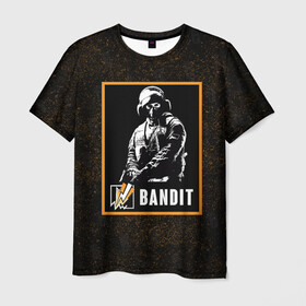 Мужская футболка 3D с принтом Bandit в Новосибирске, 100% полиэфир | прямой крой, круглый вырез горловины, длина до линии бедер | Тематика изображения на принте: bandit | r6s | rainbow six siege | бандит | оперативник | персонаж
