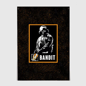 Постер с принтом Bandit в Новосибирске, 100% бумага
 | бумага, плотность 150 мг. Матовая, но за счет высокого коэффициента гладкости имеет небольшой блеск и дает на свету блики, но в отличии от глянцевой бумаги не покрыта лаком | bandit | r6s | rainbow six siege | бандит | оперативник | персонаж