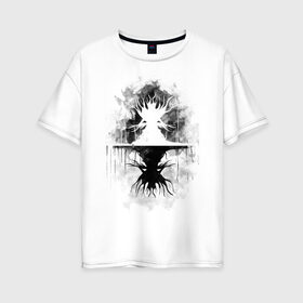 Женская футболка хлопок Oversize с принтом Light Dark в Новосибирске, 100% хлопок | свободный крой, круглый ворот, спущенный рукав, длина до линии бедер
 | black and white | blackwhite | silhouettes | силуэты | ч б | черно белое