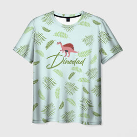 Мужская футболка 3D с принтом Dinodad в Новосибирске, 100% полиэфир | прямой крой, круглый вырез горловины, длина до линии бедер | dino | dinosaur | family | family look | детские | для всей семьи | семейные | семья | фэмили лук