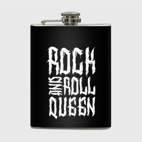 Фляга с принтом Rock and Roll Queen в Новосибирске, металлический корпус | емкость 0,22 л, размер 125 х 94 мм. Виниловая наклейка запечатывается полностью | family | family look | queen | rock | rock and roll | детские | для всей семьи | семейные | семья | фэмили лук