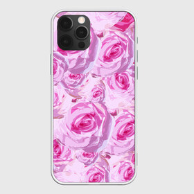 Чехол для iPhone 12 Pro Max с принтом Roses в Новосибирске, Силикон |  | дизайн с розами | женственность | нежность | роза | розовый принт | розовый фон | розы | цветы