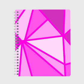 Тетрадь с принтом Осколки розового стекла в Новосибирске, 100% бумага | 48 листов, плотность листов — 60 г/м2, плотность картонной обложки — 250 г/м2. Листы скреплены сбоку удобной пружинной спиралью. Уголки страниц и обложки скругленные. Цвет линий — светло-серый
 | 2021 | геометрия | зеркало | лето | осколок | розовый | треугольники