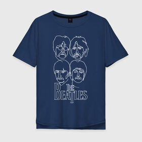 Мужская футболка хлопок Oversize с принтом The Beatles (одной линией) в Новосибирске, 100% хлопок | свободный крой, круглый ворот, “спинка” длиннее передней части | let it be | the beatles | битлз | битломан | битлы | всемирный день | группа | джон | джордж | известный | леннон | логотип | маккартни | музыка | музыкант | пол | популярный | портрет | ринго | рок группа | старр