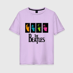 Женская футболка хлопок Oversize с принтом Всемирный день The Beatles в Новосибирске, 100% хлопок | свободный крой, круглый ворот, спущенный рукав, длина до линии бедер
 | abbey road | beatles day | cant buy me love | help | i want to hold your hand | let it bee | pop art | альбом | битлз | битломан | битлы | всемирный день | леннон | ливерпуль | ливерпульская четверка | маккартни | музыка | старр | харрисо