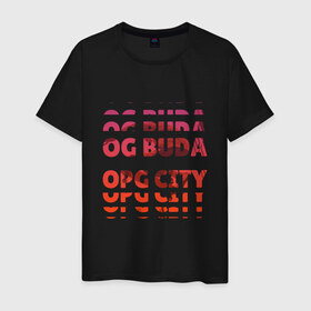 Мужская футболка хлопок с принтом OG Buda OPG City Strobe Effect в Новосибирске, 100% хлопок | прямой крой, круглый вырез горловины, длина до линии бедер, слегка спущенное плечо. | buda | budek | city | gang | hip hop | lil buda | merch | music | og buda merch | og buda мерч | opg | банда | буда | григорий | диибо | лил буда | лого | ляхов | мерч | музыка | о джи | оджи | опг | реп | рэп | сити | стробоскоп | строуб | тек