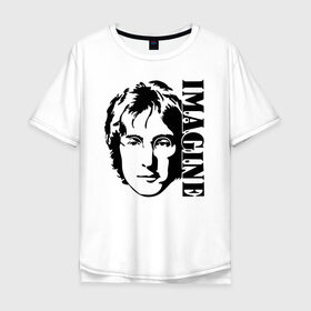 Мужская футболка хлопок Oversize с принтом Lennon Beatles Imagine в Новосибирске, 100% хлопок | свободный крой, круглый ворот, “спинка” длиннее передней части | imagine | the beatles | битлз | битломан | битлы | всемирный день | группа | джон | известный | леннон | ленон | логотип | музыка | музыкант | очки | популярный | портрет | представь | рок группа | старр | топ | хит