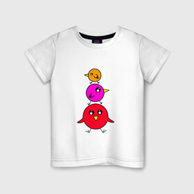 Детская футболка хлопок с принтом Птички в Новосибирске, 100% хлопок | круглый вырез горловины, полуприлегающий силуэт, длина до линии бедер | воробьи | деверь | животные | звери | попугаи | птицы | птички