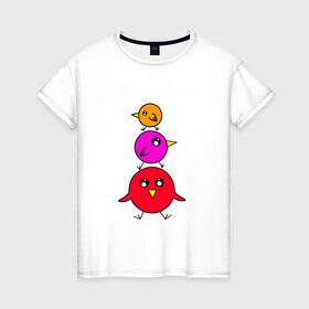 Женская футболка хлопок с принтом Птички в Новосибирске, 100% хлопок | прямой крой, круглый вырез горловины, длина до линии бедер, слегка спущенное плечо | воробьи | деверь | животные | звери | попугаи | птицы | птички