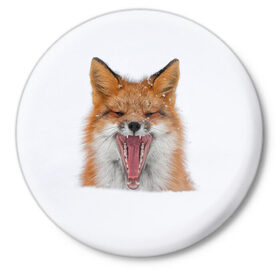 Значок с принтом Снежная лиса в Новосибирске,  металл | круглая форма, металлическая застежка в виде булавки | fox | foxy | животное | звери | лиса | лисенок | лисичка | милая | рыжая | фокс