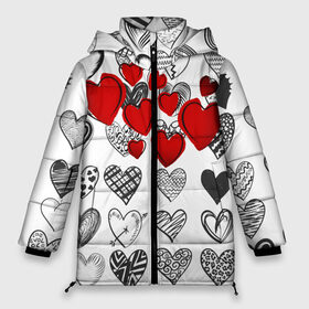 Женская зимняя куртка 3D с принтом Сердца в Новосибирске, верх — 100% полиэстер; подкладка — 100% полиэстер; утеплитель — 100% полиэстер | длина ниже бедра, силуэт Оверсайз. Есть воротник-стойка, отстегивающийся капюшон и ветрозащитная планка. 

Боковые карманы с листочкой на кнопках и внутренний карман на молнии | 14 февраля | hearts background | валентинов день | влюбленным | девушке | день святого валентина | жене | кардиологу | любимой | любимому | люблю | любовь | мужу | парню | сердца графика | сердца фон