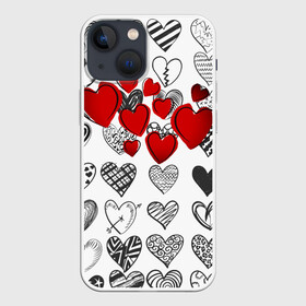 Чехол для iPhone 13 mini с принтом Сердца в Новосибирске,  |  | 14 февраля | hearts background | валентинов день | влюбленным | девушке | день святого валентина | жене | кардиологу | любимой | любимому | люблю | любовь | мужу | парню | сердца графика | сердца фон