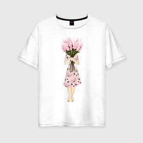 Женская футболка хлопок Oversize с принтом Я стесняюсь в Новосибирске, 100% хлопок | свободный крой, круглый ворот, спущенный рукав, длина до линии бедер
 | 8 марта | dreams | всемирный женский день | цветы