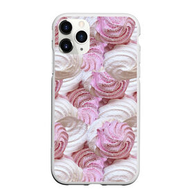 Чехол для iPhone 11 Pro матовый с принтом Зефир белый и розовый в Новосибирске, Силикон |  | Тематика изображения на принте: валентинов день | влюбленные | зефир | любовь | пирожное | романтика | сладости