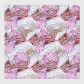 Магнитный плакат 3Х3 с принтом Зефир белый и розовый в Новосибирске, Полимерный материал с магнитным слоем | 9 деталей размером 9*9 см | валентинов день | влюбленные | зефир | любовь | пирожное | романтика | сладости