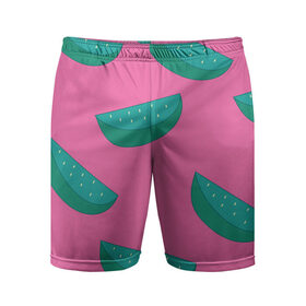 Мужские шорты спортивные с принтом Арбузы на розовом в Новосибирске,  |  | арбуз | зеленый | летний | паттерн | подарок | простой | розовыйй | тропический | узор | фрукт