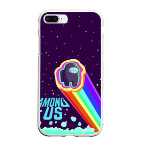 Чехол для iPhone 7Plus/8 Plus матовый с принтом AMONG US neon rainbow в Новосибирске, Силикон | Область печати: задняя сторона чехла, без боковых панелей | детский | космос | неоновый | радуга | стильная | тренд | яркий