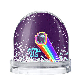 Снежный шар с принтом AMONG US neon rainbow в Новосибирске, Пластик | Изображение внутри шара печатается на глянцевой фотобумаге с двух сторон | детский | космос | неоновый | радуга | стильная | тренд | яркий