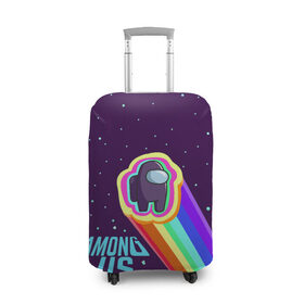 Чехол для чемодана 3D с принтом AMONG US neon rainbow в Новосибирске, 86% полиэфир, 14% спандекс | двустороннее нанесение принта, прорези для ручек и колес | детский | космос | неоновый | радуга | стильная | тренд | яркий