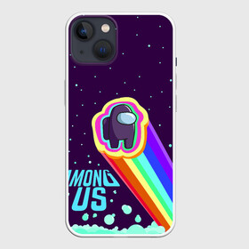 Чехол для iPhone 13 с принтом AMONG US neon rainbow в Новосибирске,  |  | детский | космос | неоновый | радуга | стильная | тренд | яркий