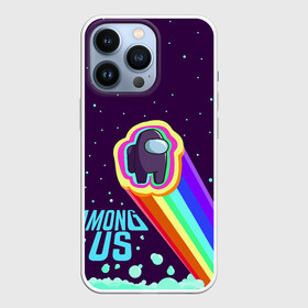 Чехол для iPhone 13 Pro с принтом AMONG US neon rainbow в Новосибирске,  |  | детский | космос | неоновый | радуга | стильная | тренд | яркий