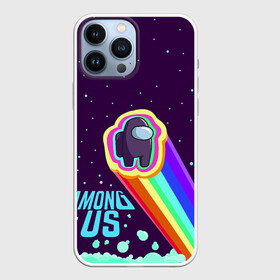 Чехол для iPhone 13 Pro Max с принтом AMONG US neon rainbow в Новосибирске,  |  | детский | космос | неоновый | радуга | стильная | тренд | яркий