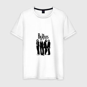Мужская футболка хлопок с принтом The Beatles в Новосибирске, 100% хлопок | прямой крой, круглый вырез горловины, длина до линии бедер, слегка спущенное плечо. | the beatles | битлз | джон леннон | джордж харрисон | пол маккартни | ринго старр | рок группа | рок н ролл