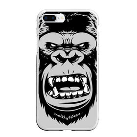 Чехол для iPhone 7Plus/8 Plus матовый с принтом animal crunch в Новосибирске, Силикон | Область печати: задняя сторона чехла, без боковых панелей | angry | animal | power | горилла | животное | злой | спорт