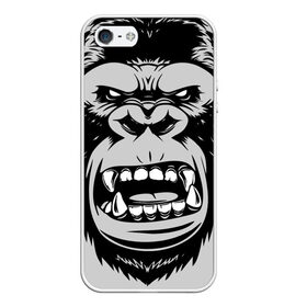 Чехол для iPhone 5/5S матовый с принтом animal crunch в Новосибирске, Силикон | Область печати: задняя сторона чехла, без боковых панелей | Тематика изображения на принте: angry | animal | power | горилла | животное | злой | спорт