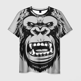 Мужская футболка 3D с принтом animal crunch в Новосибирске, 100% полиэфир | прямой крой, круглый вырез горловины, длина до линии бедер | Тематика изображения на принте: angry | animal | power | горилла | животное | злой | спорт