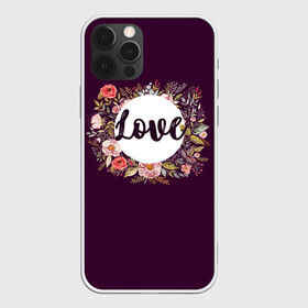 Чехол для iPhone 12 Pro с принтом Love в Новосибирске, силикон | область печати: задняя сторона чехла, без боковых панелей | 14 февряля | amor | kiss | love | love you | my love | valentine | валентин | люблю | любовь | отношения | пара | поцелуй | я люблю