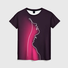 Женская футболка 3D с принтом Love в Новосибирске, 100% полиэфир ( синтетическое хлопкоподобное полотно) | прямой крой, круглый вырез горловины, длина до линии бедер | 14 февряля | amor | kiss | love | love you | my love | valentine | валентин | люблю | любовь | отношения | пара | поцелуй | я люблю