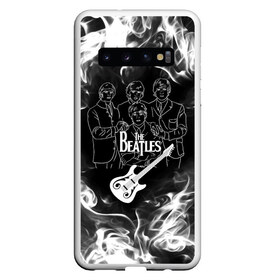 Чехол для Samsung Galaxy S10 с принтом The Beatles в Новосибирске, Силикон | Область печати: задняя сторона чехла, без боковых панелей | beatles | music | retro | rock | битлз | гитара | джон леннон | джордж харрисон | дым | логотипы групп | музыка | песни | пол маккартини | ретро | ринго старр | рок группа | рокерские | старый рок | черно белый