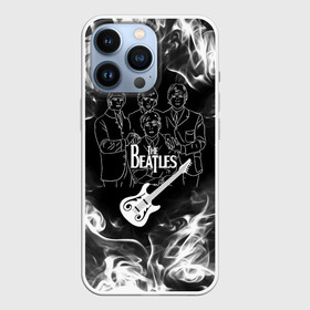 Чехол для iPhone 13 Pro с принтом The Beatles в Новосибирске,  |  | beatles | music | retro | rock | битлз | гитара | джон леннон | джордж харрисон | дым | логотипы групп | музыка | песни | пол маккартини | ретро | ринго старр | рок группа | рокерские | старый рок | черно белый