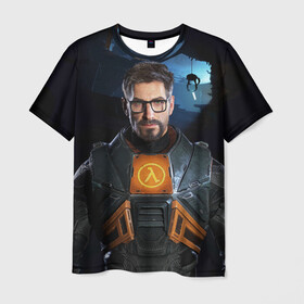 Мужская футболка 3D с принтом Freeman в Новосибирске, 100% полиэфир | прямой крой, круглый вырез горловины, длина до линии бедер | Тематика изображения на принте: alyx | freeman | hl | valve | гордон | лямбда | халва