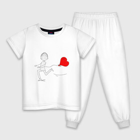 Детская пижама хлопок с принтом Бегу к тебе в Новосибирске, 100% хлопок |  брюки и футболка прямого кроя, без карманов, на брюках мягкая резинка на поясе и по низу штанин
 | люблю | парные | сердце | шары воздушные