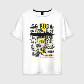 Женская футболка хлопок Oversize с принтом ОПГ Сити Pray New God в Новосибирске, 100% хлопок | свободный крой, круглый ворот, спущенный рукав, длина до линии бедер
 | buda | budek | city | gang | hip hop | lil buda | merch | music | og buda | og buda merch | og buda мерч | opg | банда | буда | григорий | диибо | лил буда | лого | ляхов | мерч | музыка | о джи | оджи | реп | рэп | стробоскоп | строуб | текст 