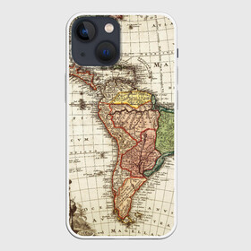 Чехол для iPhone 13 mini с принтом ВИНТАЖНАЯ КАРТА в Новосибирске,  |  | america | geografic | map | tegunvteg | travel | америка | винтаж | география | долгота | карта | колумб | материк | океан | путешествия | суша | широта