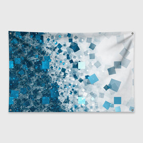 Флаг-баннер с принтом АБСТРАКЦИЯ ИЗ КВАДРАТОВ в Новосибирске, 100% полиэстер | размер 67 х 109 см, плотность ткани — 95 г/м2; по краям флага есть четыре люверса для крепления | tegunvteg | абстракция | блестки | квадрат | куб | мозаика | пиксели | синий | стекло | текстура | узор