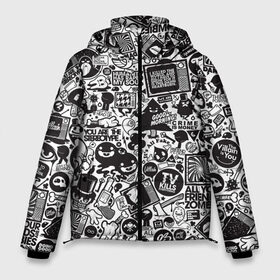 Мужская зимняя куртка 3D с принтом ПОП-АРТ в Новосибирске, верх — 100% полиэстер; подкладка — 100% полиэстер; утеплитель — 100% полиэстер | длина ниже бедра, свободный силуэт Оверсайз. Есть воротник-стойка, отстегивающийся капюшон и ветрозащитная планка. 

Боковые карманы с листочкой на кнопках и внутренний карман на молнии. | black and white | comics | tegunvteg | tv | арт | комиксы | культура | паттерн | поп | стикер | текстуры | телевидение | черно белое