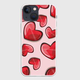 Чехол для iPhone 13 mini с принтом Узор Сердечки для влюбленных в Новосибирске,  |  | 14 февраля | влюбленным | день святого валентина | красные | любовь | парные | подарок | сердечки | узор