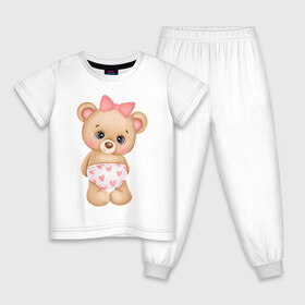 Детская пижама хлопок с принтом Я тебя люблю в Новосибирске, 100% хлопок |  брюки и футболка прямого кроя, без карманов, на брюках мягкая резинка на поясе и по низу штанин
 | любовь | медведь | парные