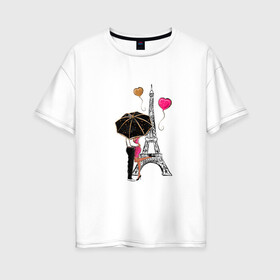 Женская футболка хлопок Oversize с принтом Хочу в Париж в Новосибирске, 100% хлопок | свободный крой, круглый ворот, спущенный рукав, длина до линии бедер
 | tegunvteg | башня | любовь | путешествия