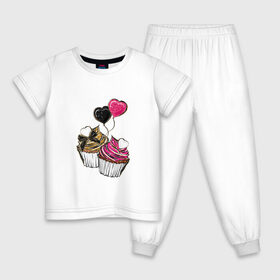Детская пижама хлопок с принтом Кексики в Новосибирске, 100% хлопок |  брюки и футболка прямого кроя, без карманов, на брюках мягкая резинка на поясе и по низу штанин
 | сладости | шары