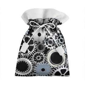 Подарочный 3D мешок с принтом ЧАСОВОЙ МЕХАНИЗМ в Новосибирске, 100% полиэстер | Размер: 29*39 см | clock | iron | stimpank | time | watch | времяя | железо | зубцы | колеса | механизм | сталь | стимпанк | часы | шестеренки