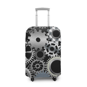 Чехол для чемодана 3D с принтом ЧАСОВОЙ МЕХАНИЗМ в Новосибирске, 86% полиэфир, 14% спандекс | двустороннее нанесение принта, прорези для ручек и колес | clock | iron | stimpank | time | watch | времяя | железо | зубцы | колеса | механизм | сталь | стимпанк | часы | шестеренки