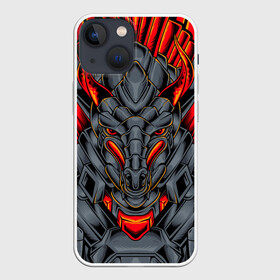Чехол для iPhone 13 mini с принтом Механический дракон в Новосибирске,  |  | cyber | dragon | mechanical | tegunvteg | арт | дракон | кибер | механический | монстр | робот