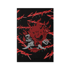 Обложка для паспорта матовая кожа с принтом Cyberpunk2077 red samurai в Новосибирске, натуральная матовая кожа | размер 19,3 х 13,7 см; прозрачные пластиковые крепления | 2077 | cyber punk 2077 | cyberpunk | cyberpunk2077art | red | samurai | киберпанк | красный 2077
