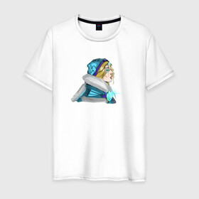 Мужская футболка хлопок с принтом FANART crystal maiden в Новосибирске, 100% хлопок | прямой крой, круглый вырез горловины, длина до линии бедер, слегка спущенное плечо. | crystalmaiden | dota2 | fanart | games | moba | игры | фанарт